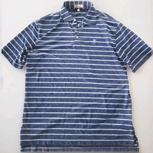 Peter Millar Summer Comfort Striped Polo Shirt Large Blue Green  Golf 1904‎ Logo
